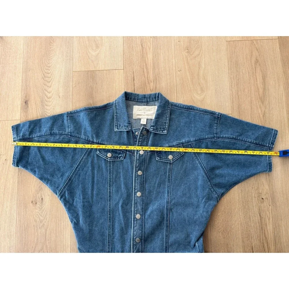 Gloria Vanderbilt Denim Dress Dolman Blue Buttons Pocket Short Sleeve Size 8